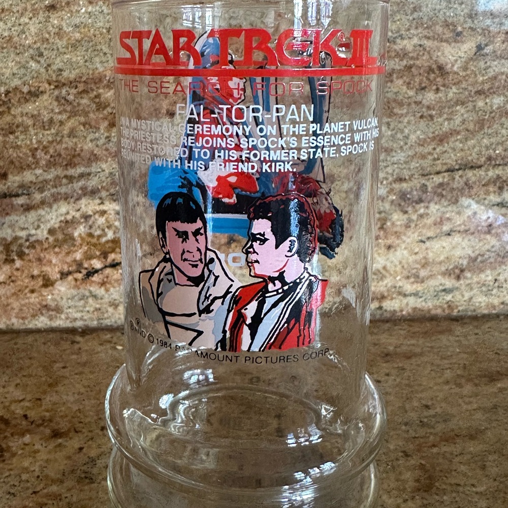 1984 Star Trek Taco Bell Drinking Glass- FAL-TOR-PAN